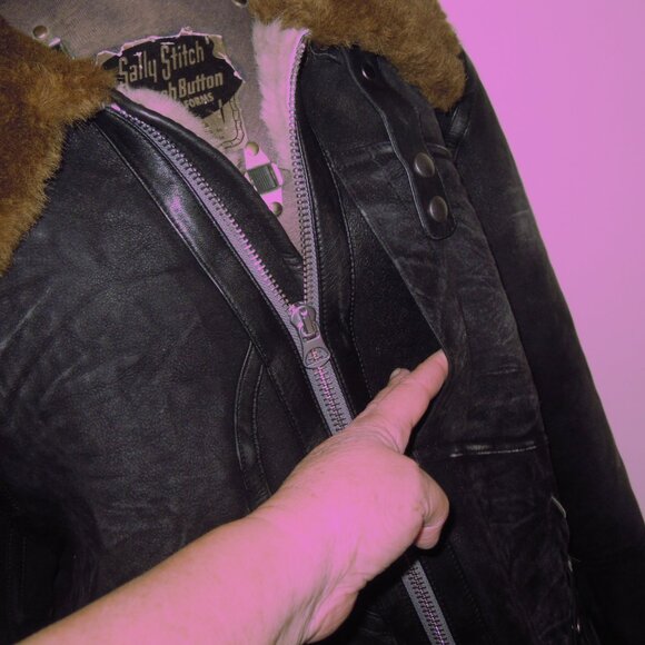 Banana Republic Size  XXL Genuine Fur Shearling Squadron Flight Jacket New w Tag - Picture 7 of 12